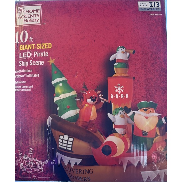 Gemmy Airblown Christmas Pirate Ship Scene✨10 Ft✨Yard Decoration✨112862 - Picture 1 of 5